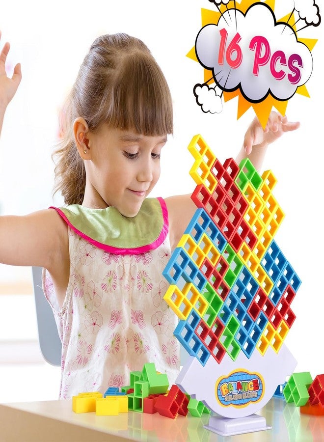 FERIO 16 PCs Tetra Tower Game, Tower Building Game, Truz Swinging Tetra Tower Balance Stacking Building Balance Blocks Colorful Building Blocks for Kids 5+ Years and Adults Party Games (16 Pcs) - Image 1